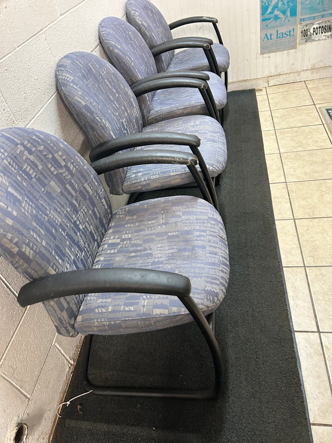 Office Chair - Blue Patterned Fabric
