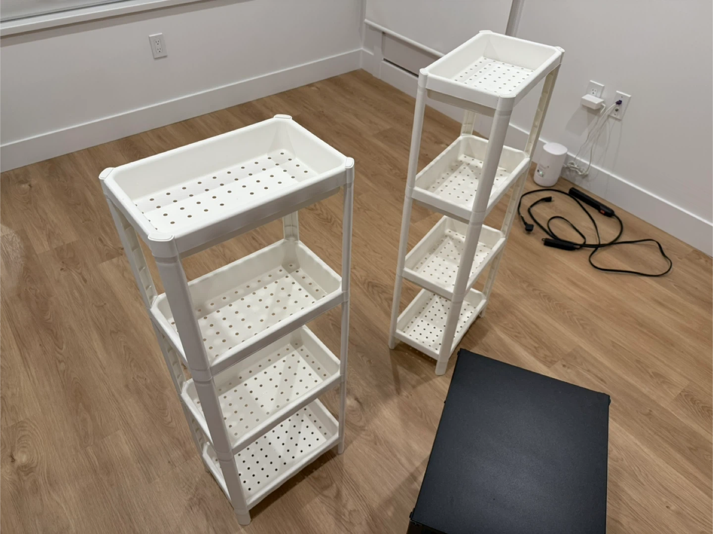 IKEA White/Black Shelving Units - photo 3