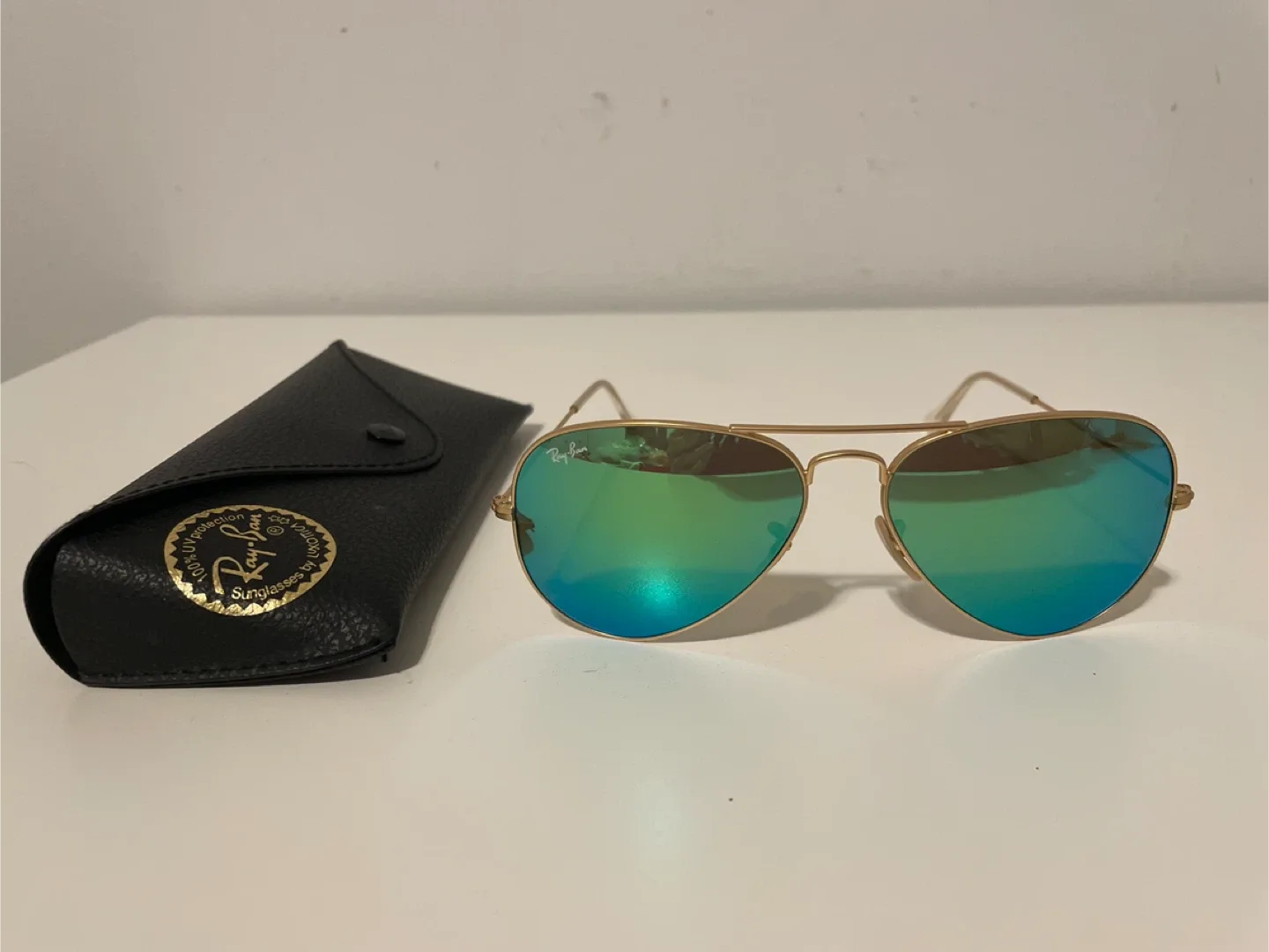 Ray-Ban Aviator Sunglasses - Gold/Green