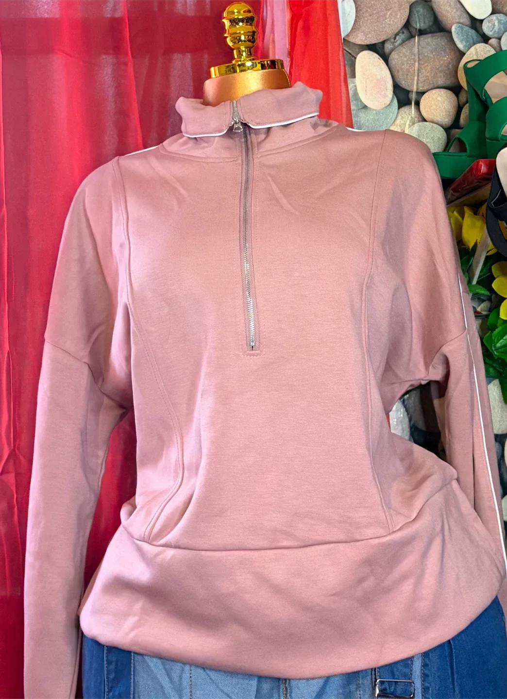 Pink Half-Zip Pullover thumbnail