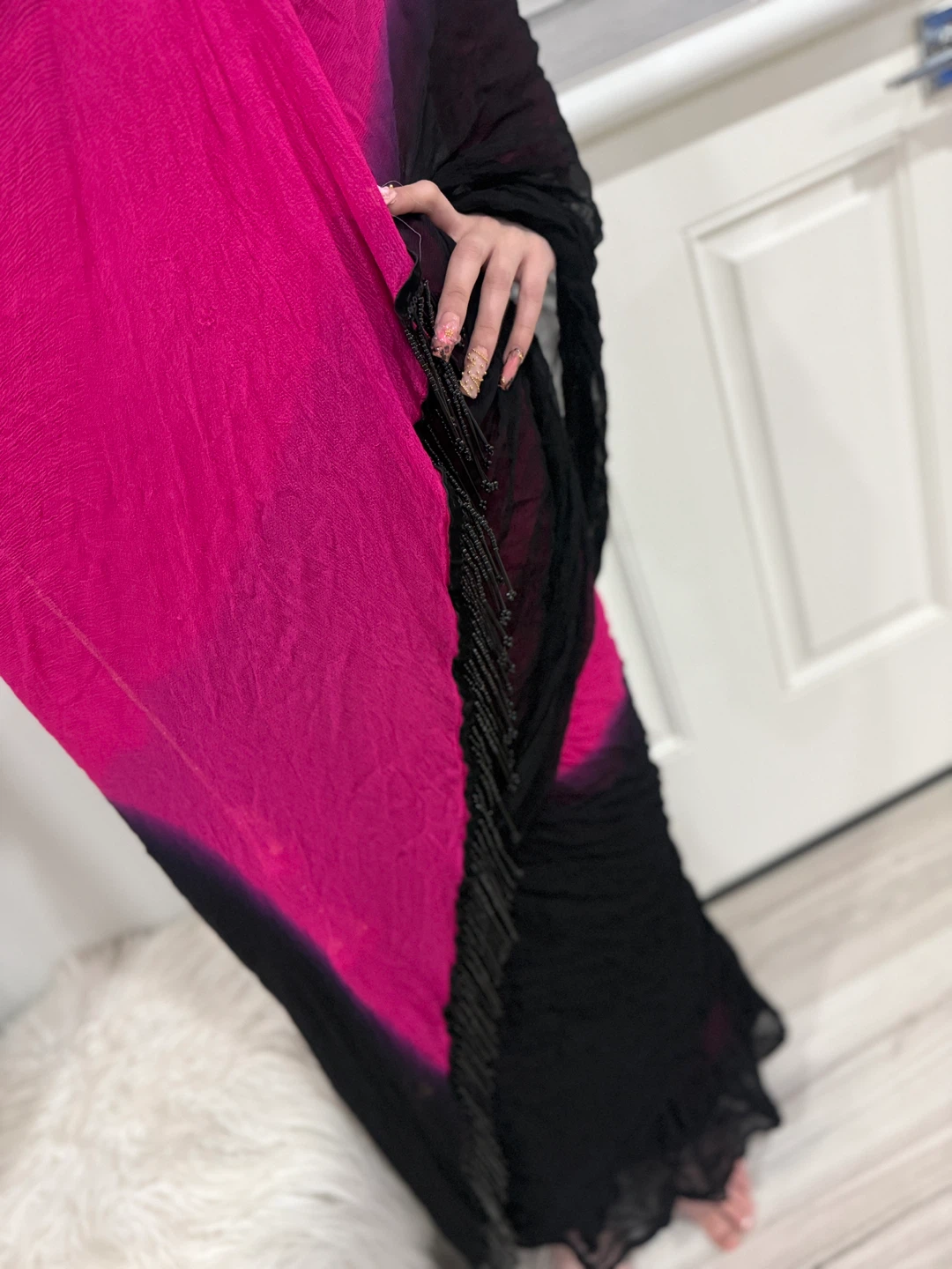 Pink Velvet Top & Saree - photo 4