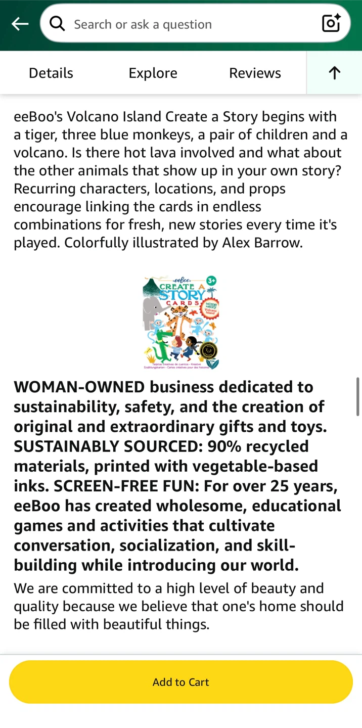 eeBoo Volcano Island Create a Story Cards - Kids 3+ - photo 2