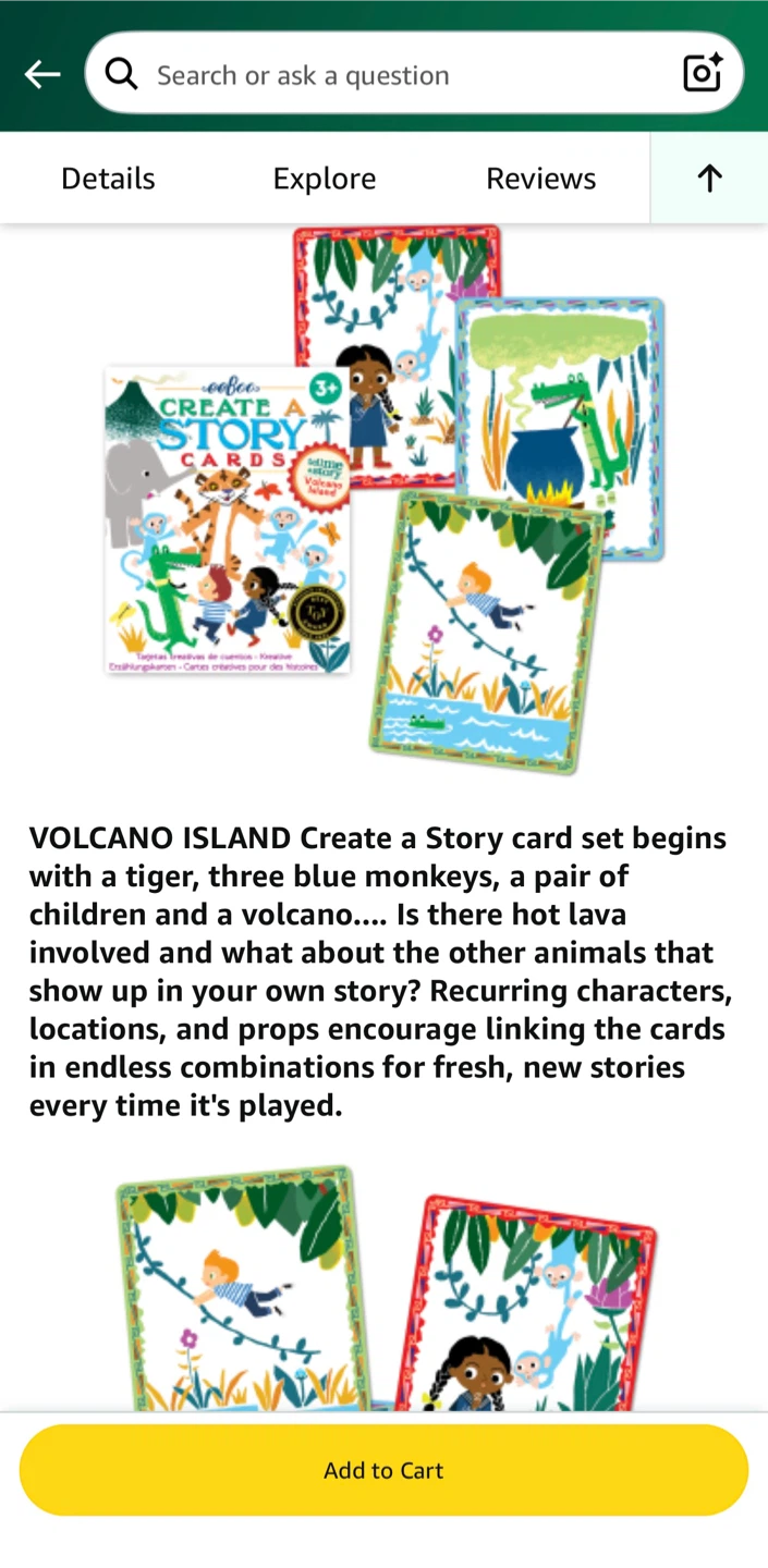 eeBoo Volcano Island Create a Story Cards - Kids 3+ - photo 3