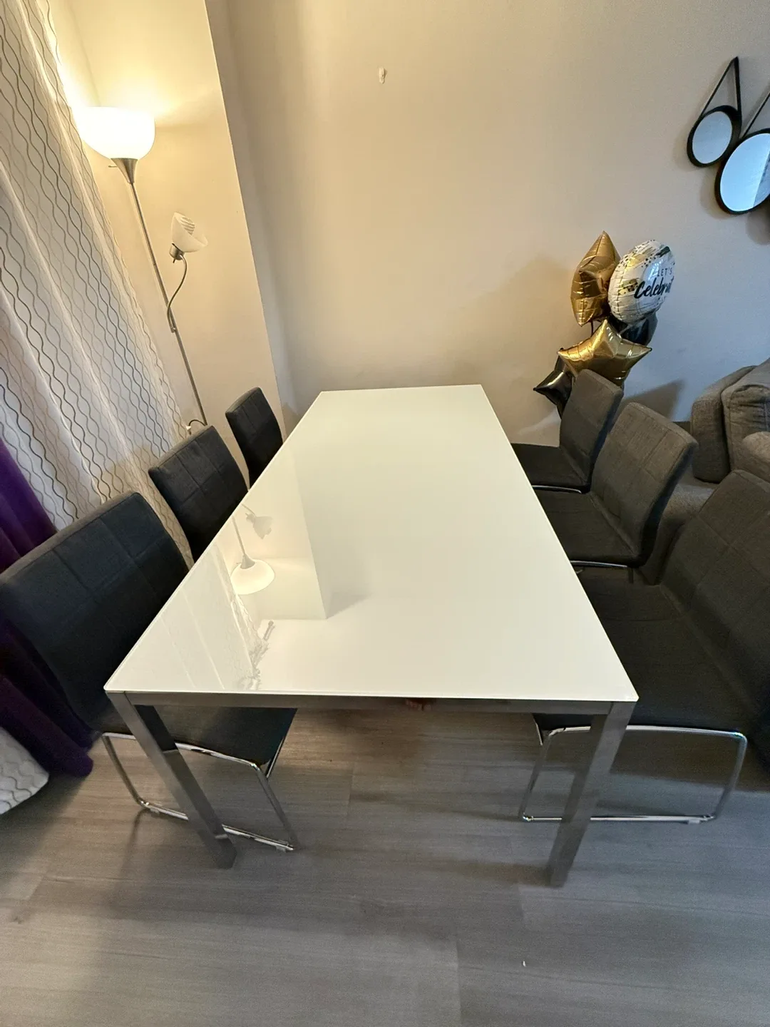 Dining Table with 6 Grey Chairs image indicator(2)