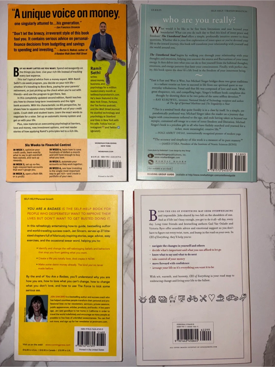 Four Self-Help Books: Sincero, Sethi, Singer, Ryce image indicator(2)