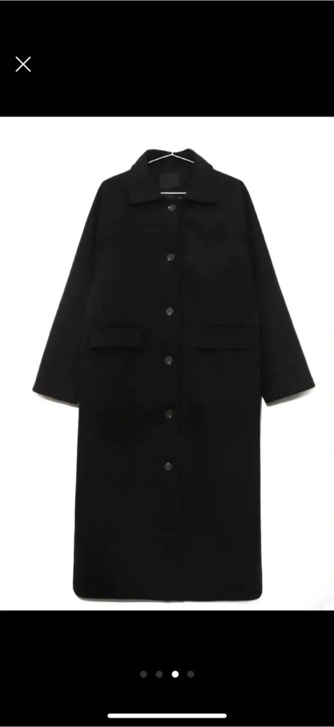 Black Wool Blend Long Coat image indicator(2)