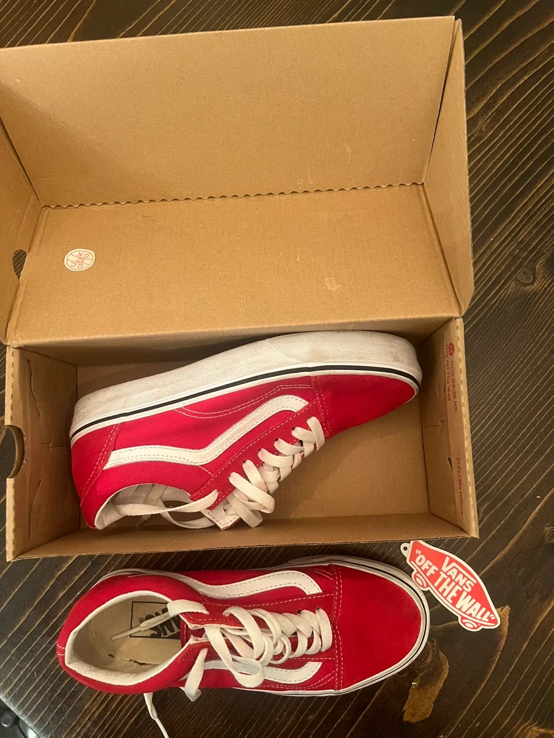 Vans Old Skool Racing Red/True White - US Men's 4.5 Womens 6