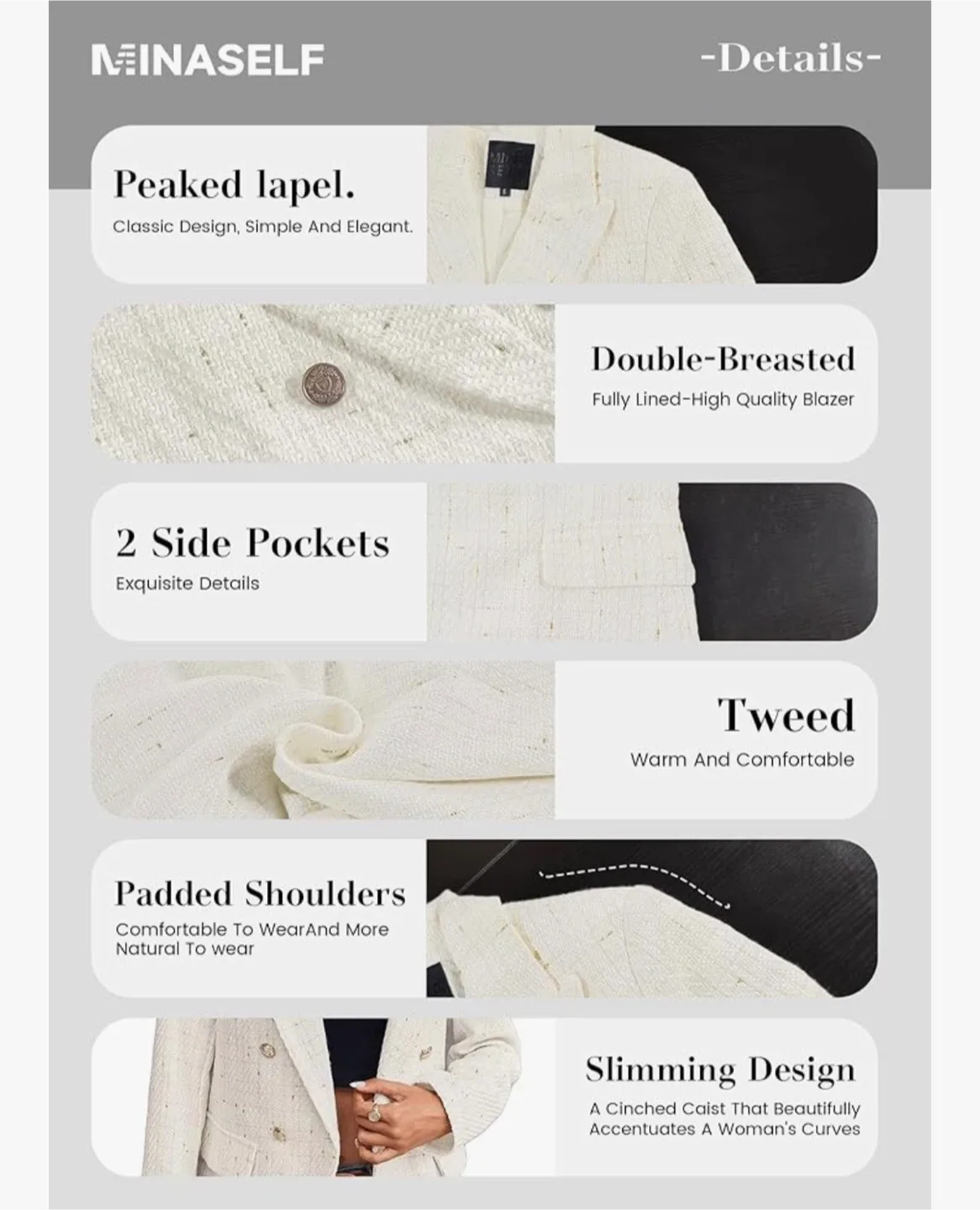 MINASELF Tweed Double-Breasted Blazer