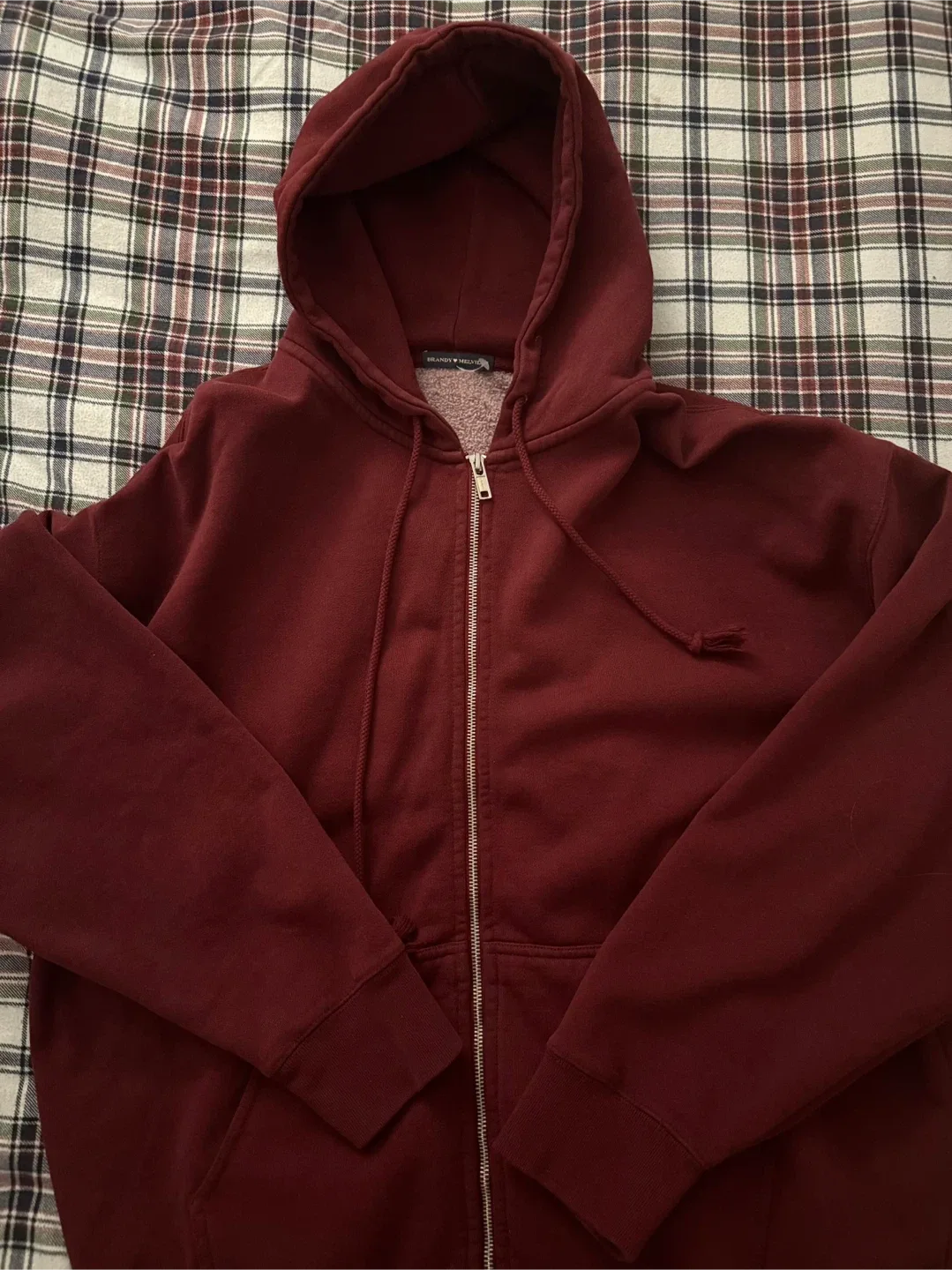 Brandy Melville Dark Red RARE Zip Up image indicator(3)