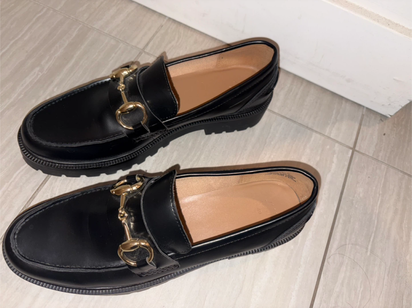 Black Loafers with Gold Detail - Size 10 - photo 4