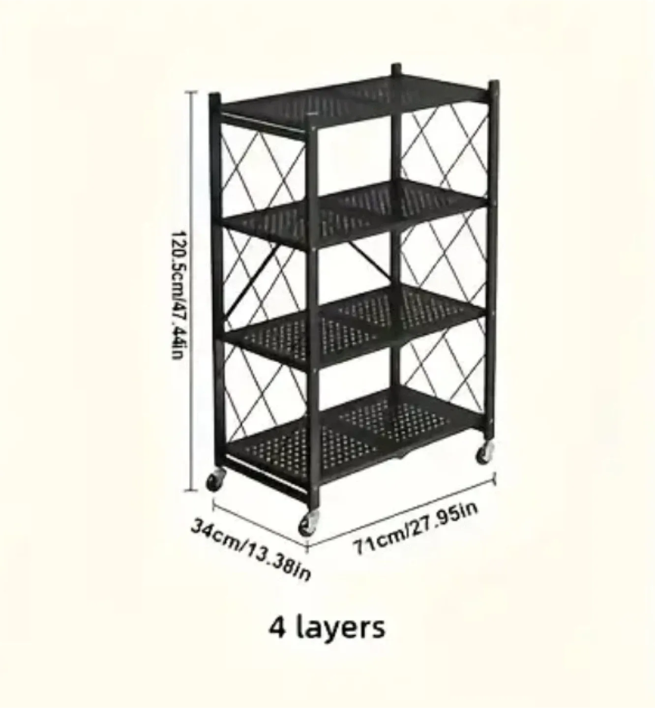 BRAND NEW Foldable 4-Tier Kitchen Storage Rack image indicator(6)