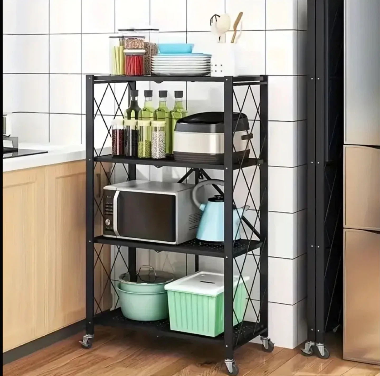 BRAND NEW Foldable 4-Tier Kitchen Storage Rack image indicator(4)