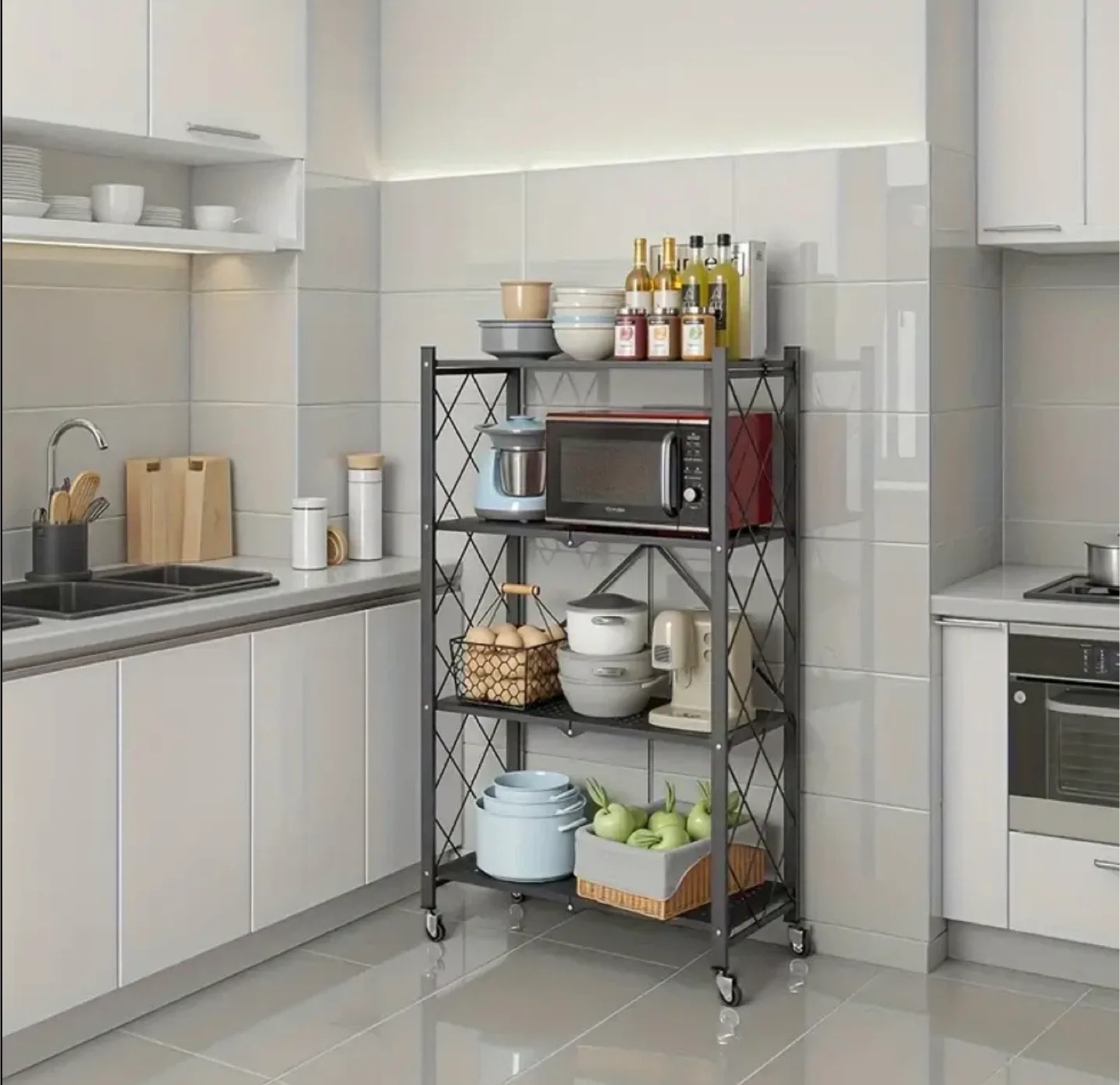 BRAND NEW Foldable 4-Tier Kitchen Storage Rack
