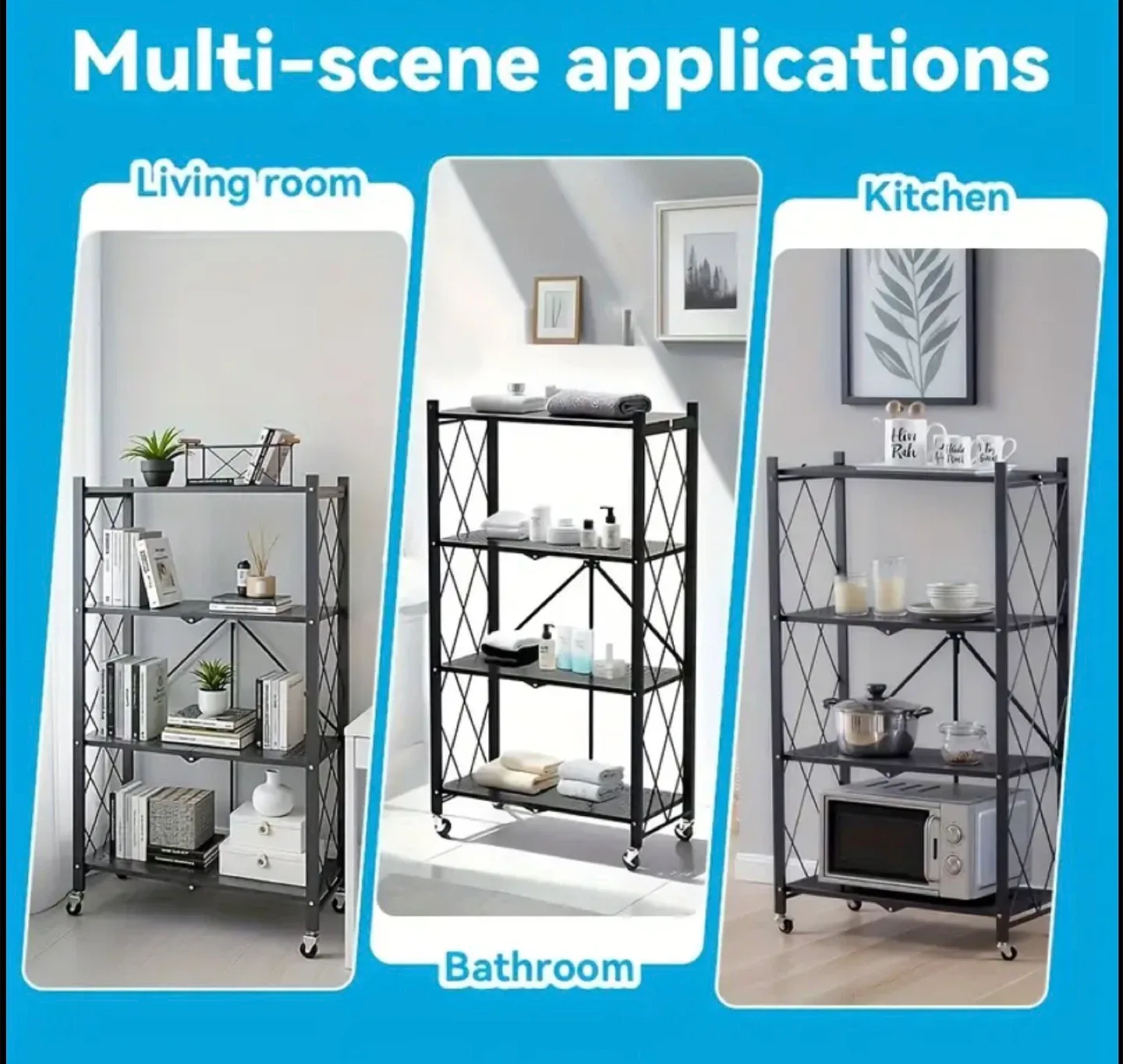 BRAND NEW Foldable 4-Tier Kitchen Storage Rack image indicator(5)