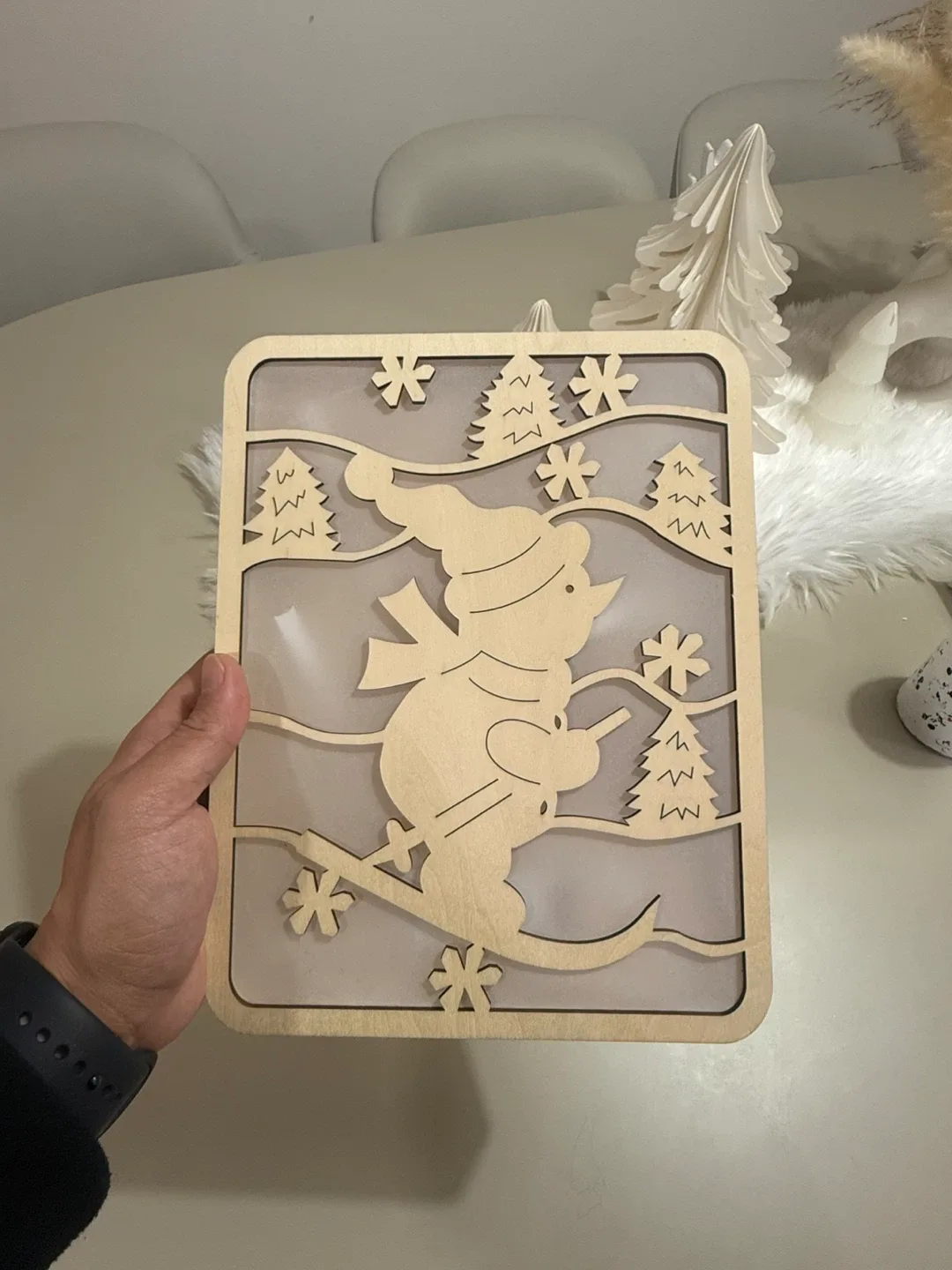 New Xmas Decor! Large 12”Christmas Wooden Gift with Lights image indicator(3)