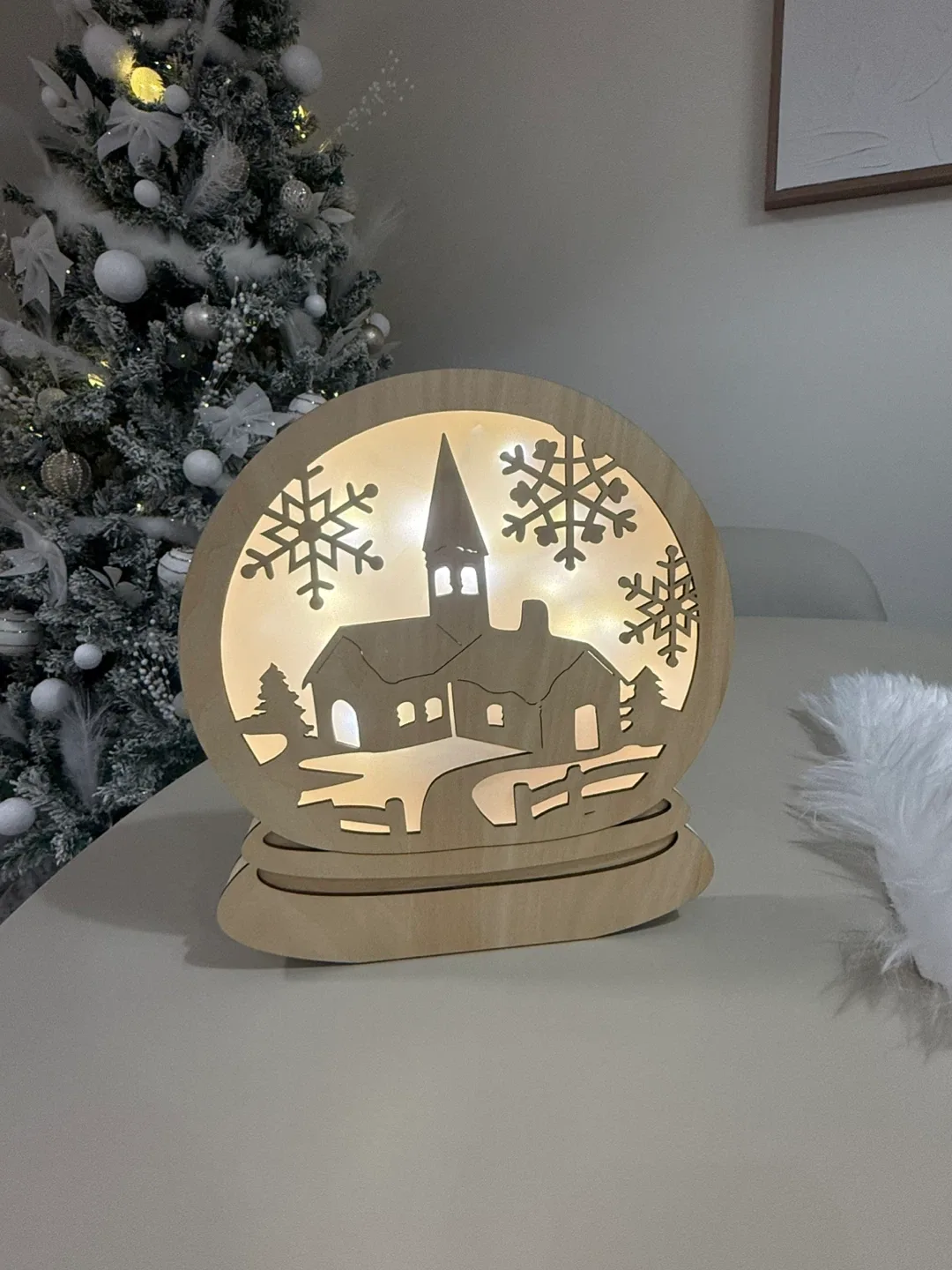 New Xmas Decor! Large 12”Christmas Wooden Gift with Lights image indicator(2)