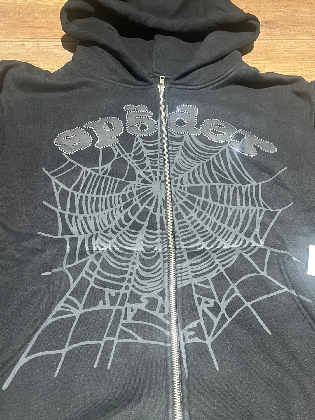 Black Sp5der Zipper Hoodie image indicator(3)