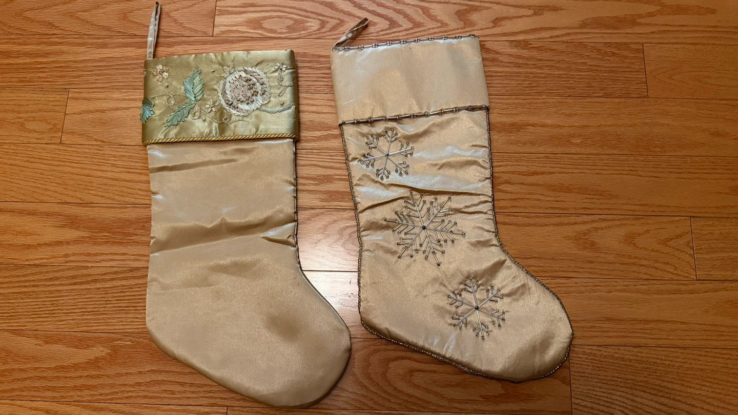 Gold Christmas Stockings - Set of Two