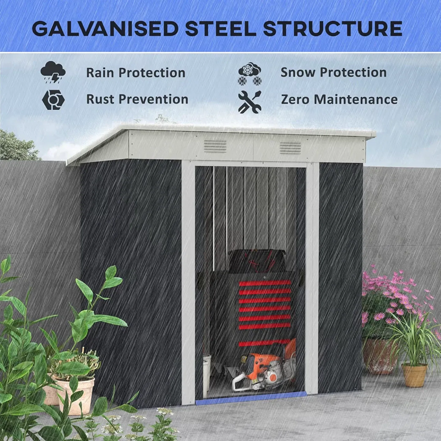 Metal Garden Shed - Galvanized Steel Structure image indicator(4)