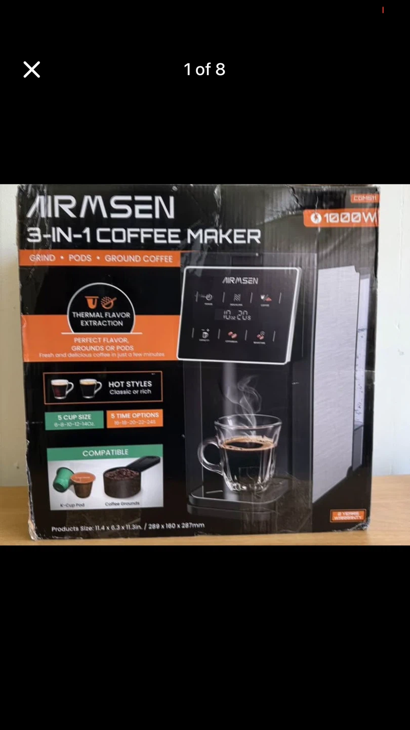 AIRMSEN 3-IN-1 Coffee Maker Grind Pods