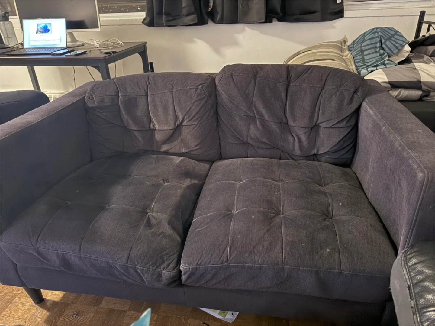 Black Leather Loveseat & Armchair Set