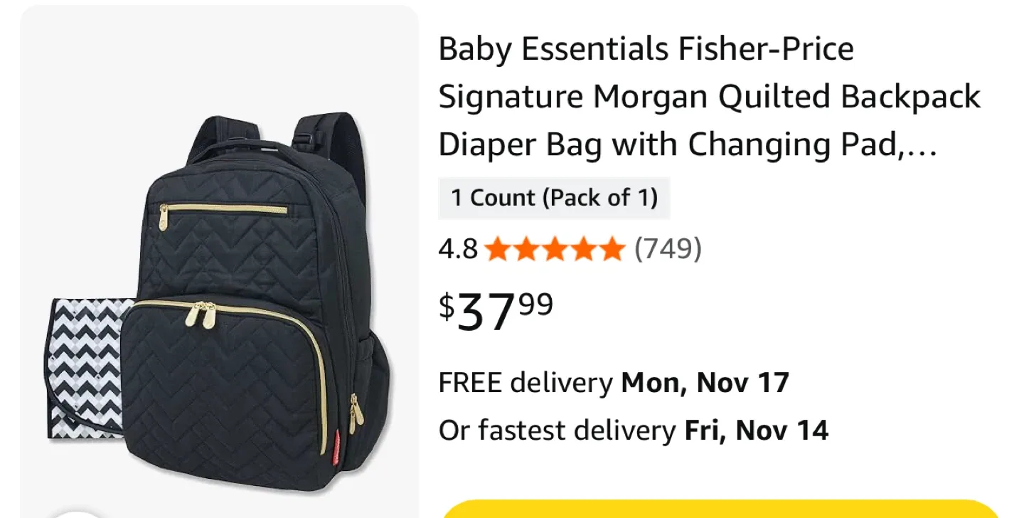 Fisher-Price Morgan Quilted Diaper Bag with Changing Pad image indicator(5)