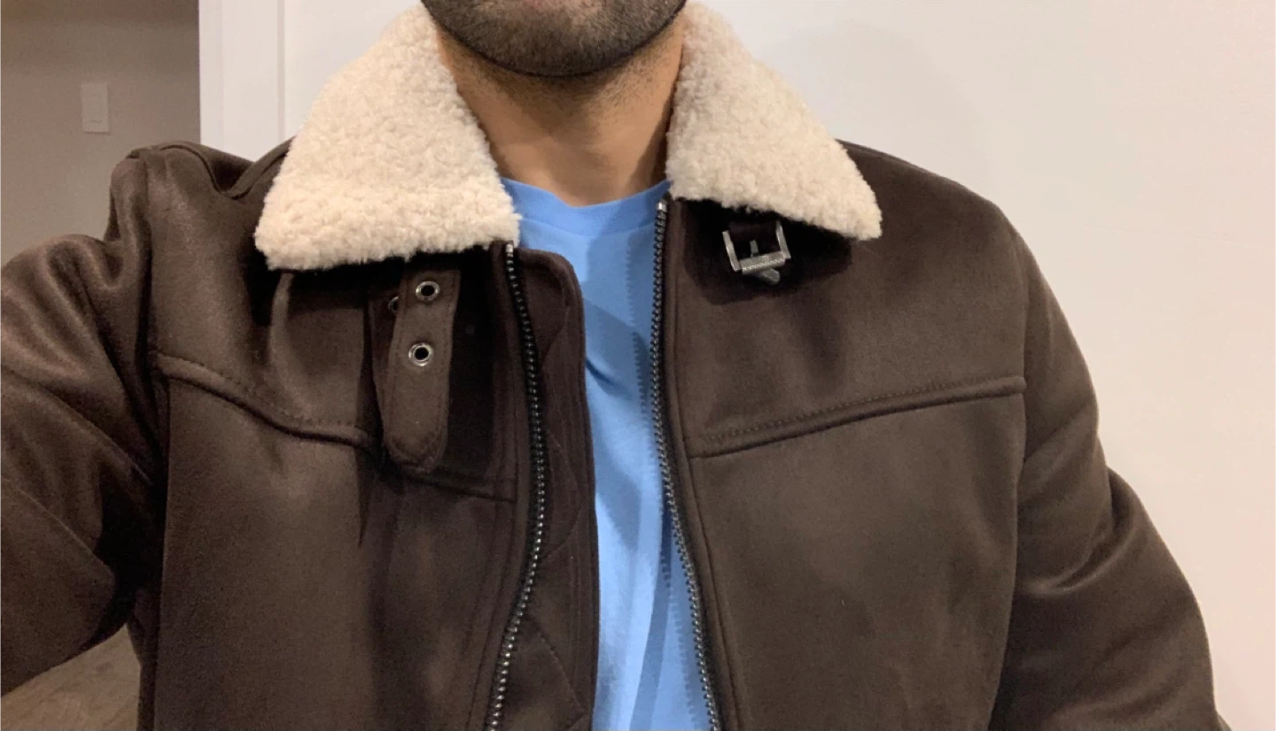 Winter Bomber Jacket with Furry White Collar - photo 3