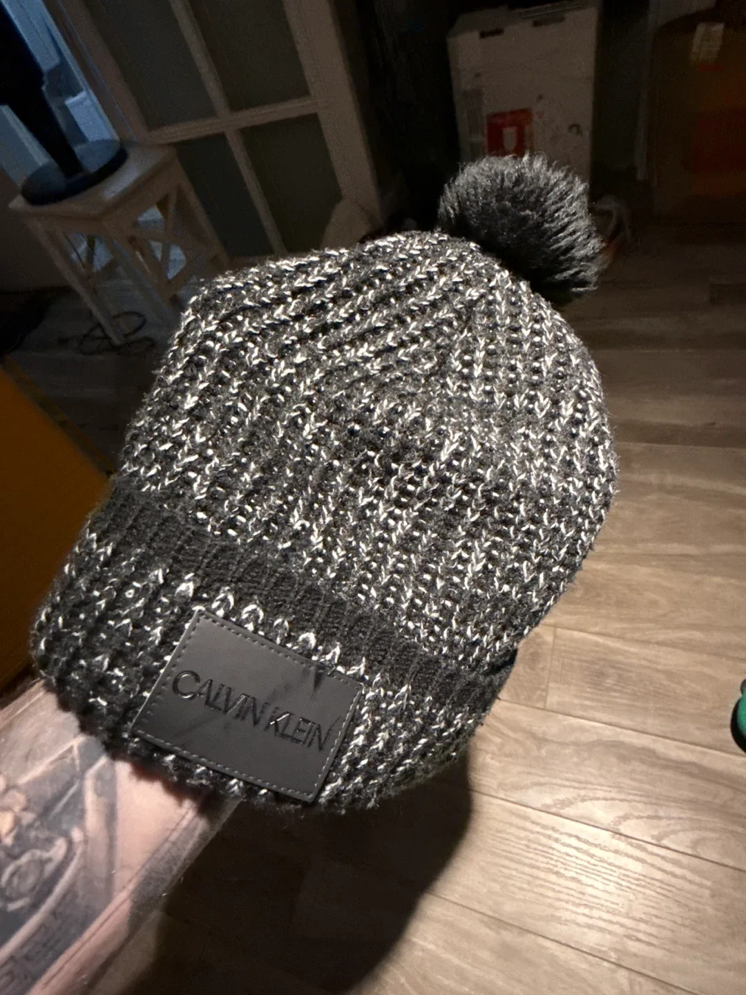 Calvin Klein Knit Pom Beanie - Black/Grey thumbnail