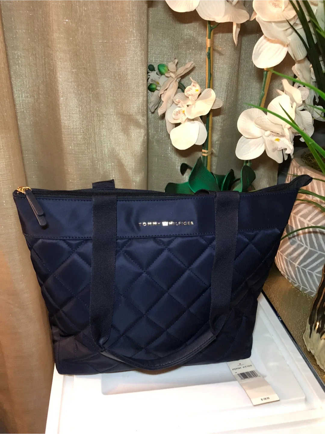 Tommy Hilfiger Navy Blue Quilted Tote Bag image indicator(4)