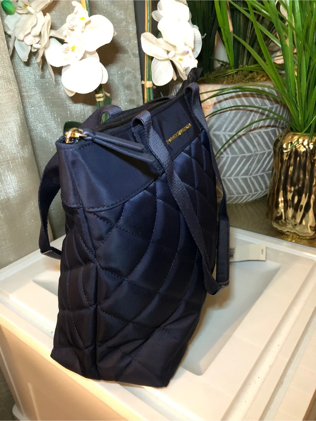 Tommy Hilfiger Navy Blue Quilted Tote Bag image indicator(3)