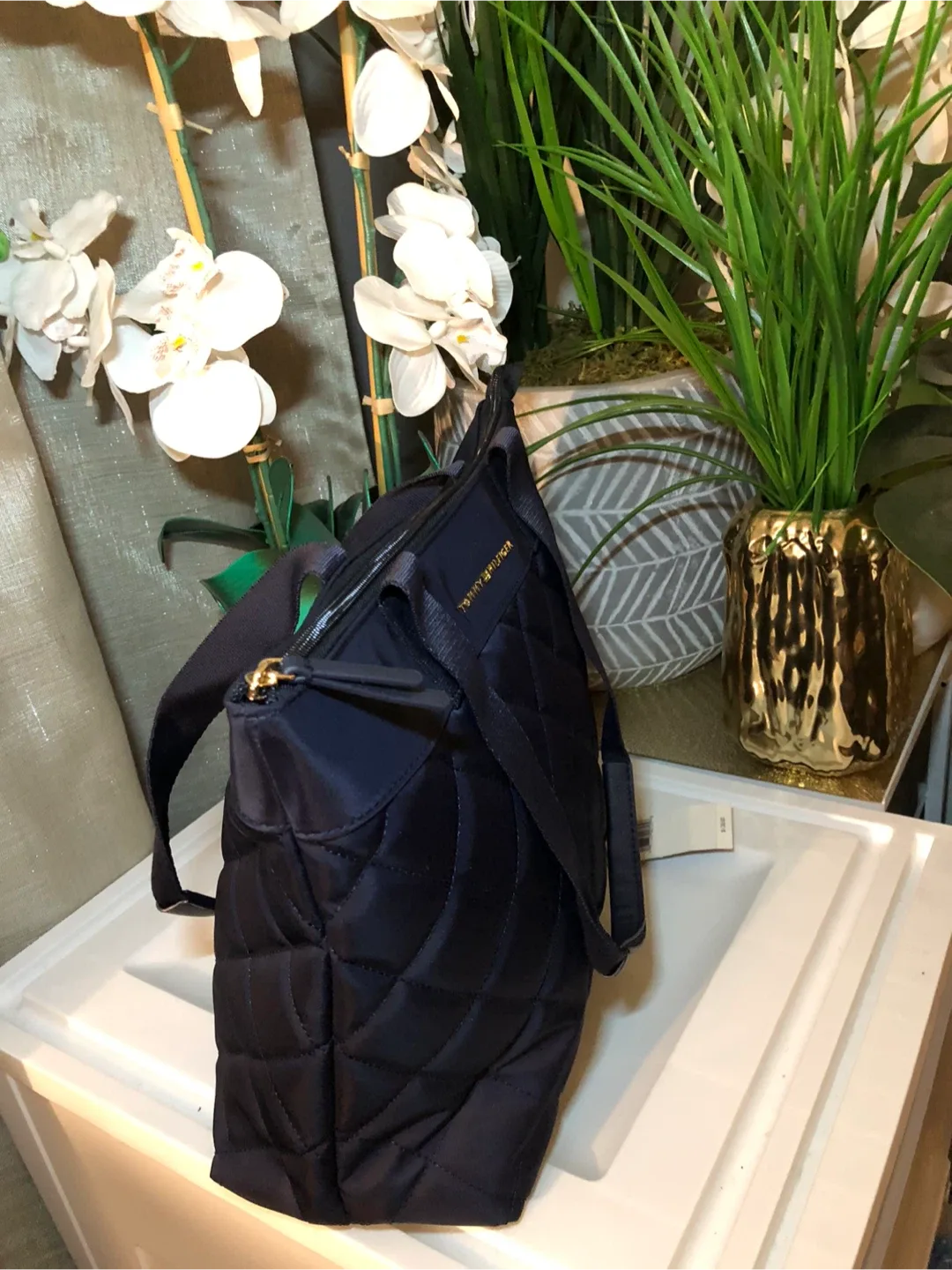 Tommy Hilfiger Navy Blue Quilted Tote Bag image indicator(5)