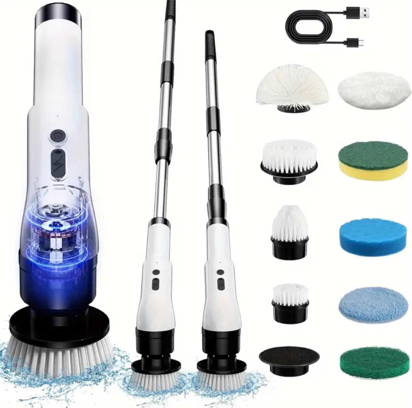 Electric Spin Scrubber with Extension Handle