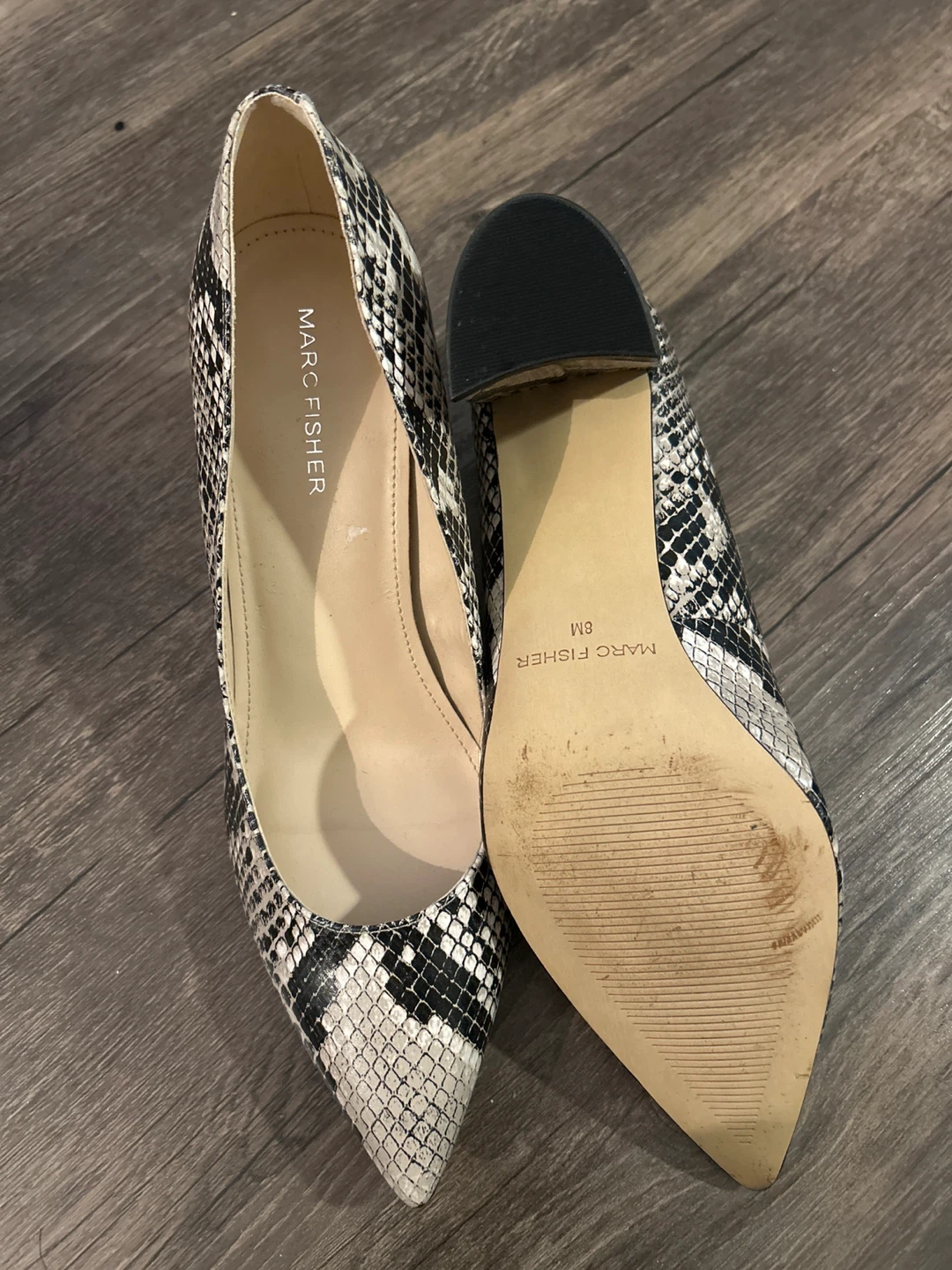 Marc Fisher Snakeskin Print Heels - Size 8M - photo 3
