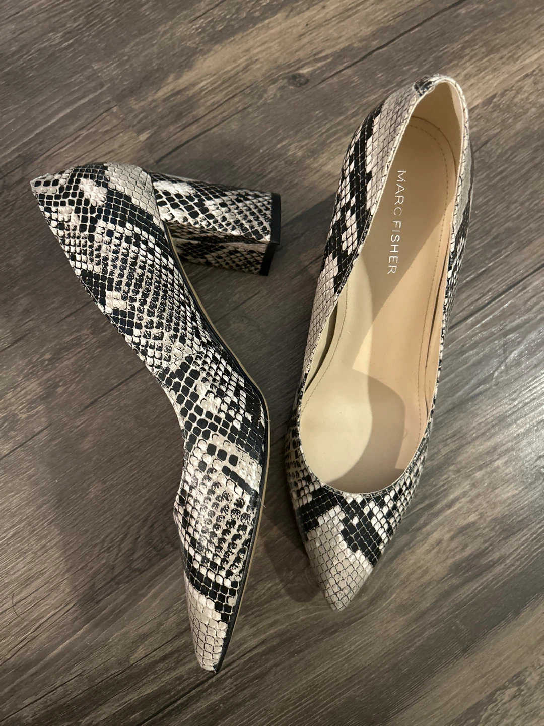 Marc Fisher Snakeskin Print Heels - Size 8M - photo 5