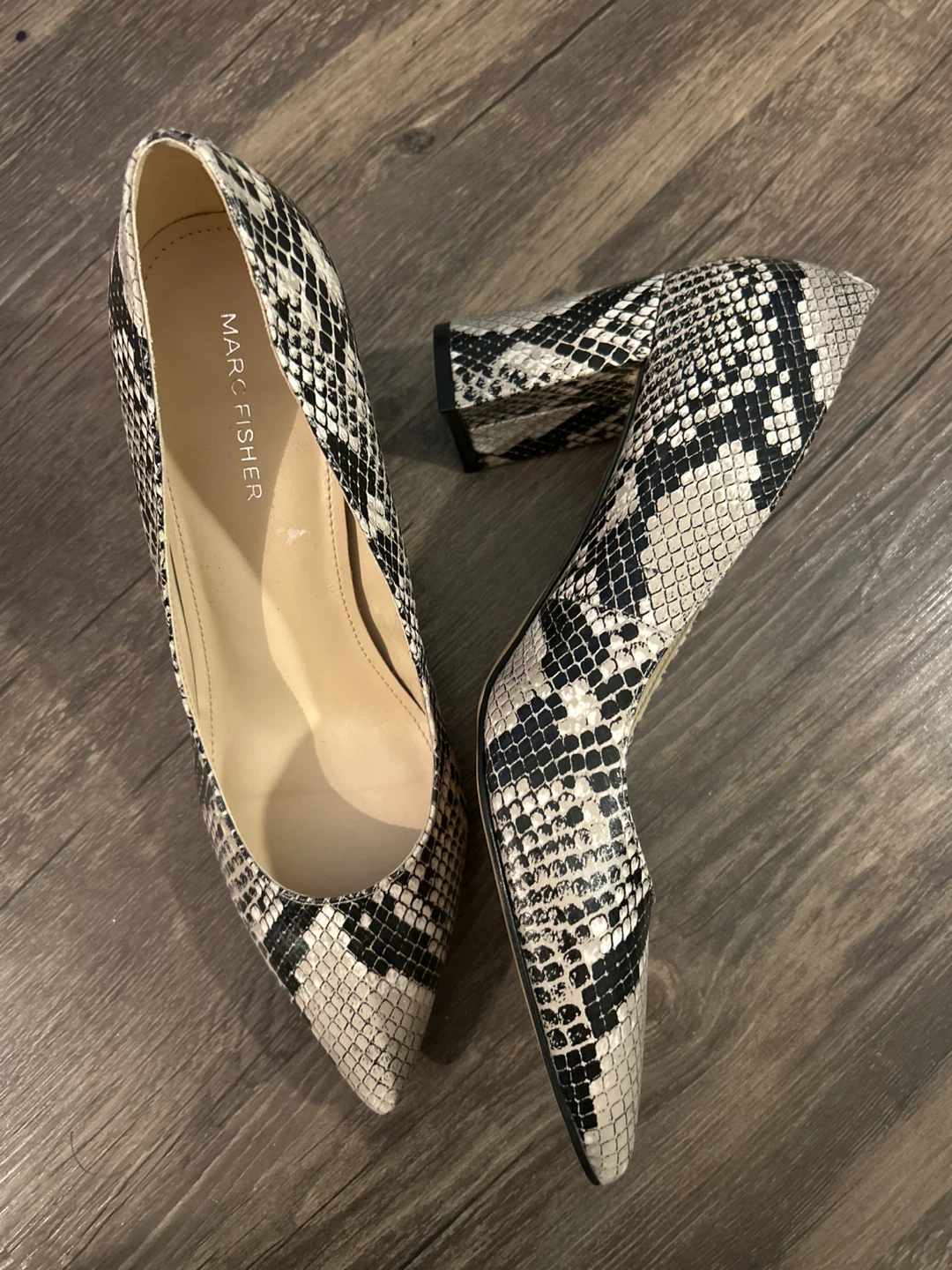 Marc Fisher Snakeskin Print Heels - Size 8M - photo 2