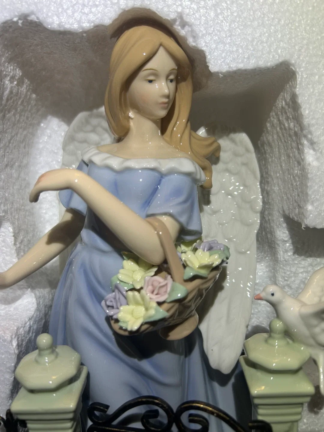 Vintage Angel Figurine with Dove and Flowers image indicator(2)