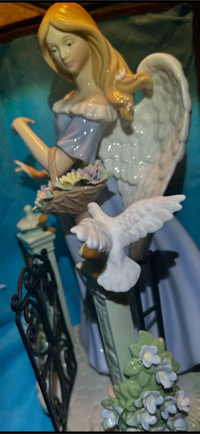 Vintage Angel Figurine with Dove and Flowers image indicator(5)