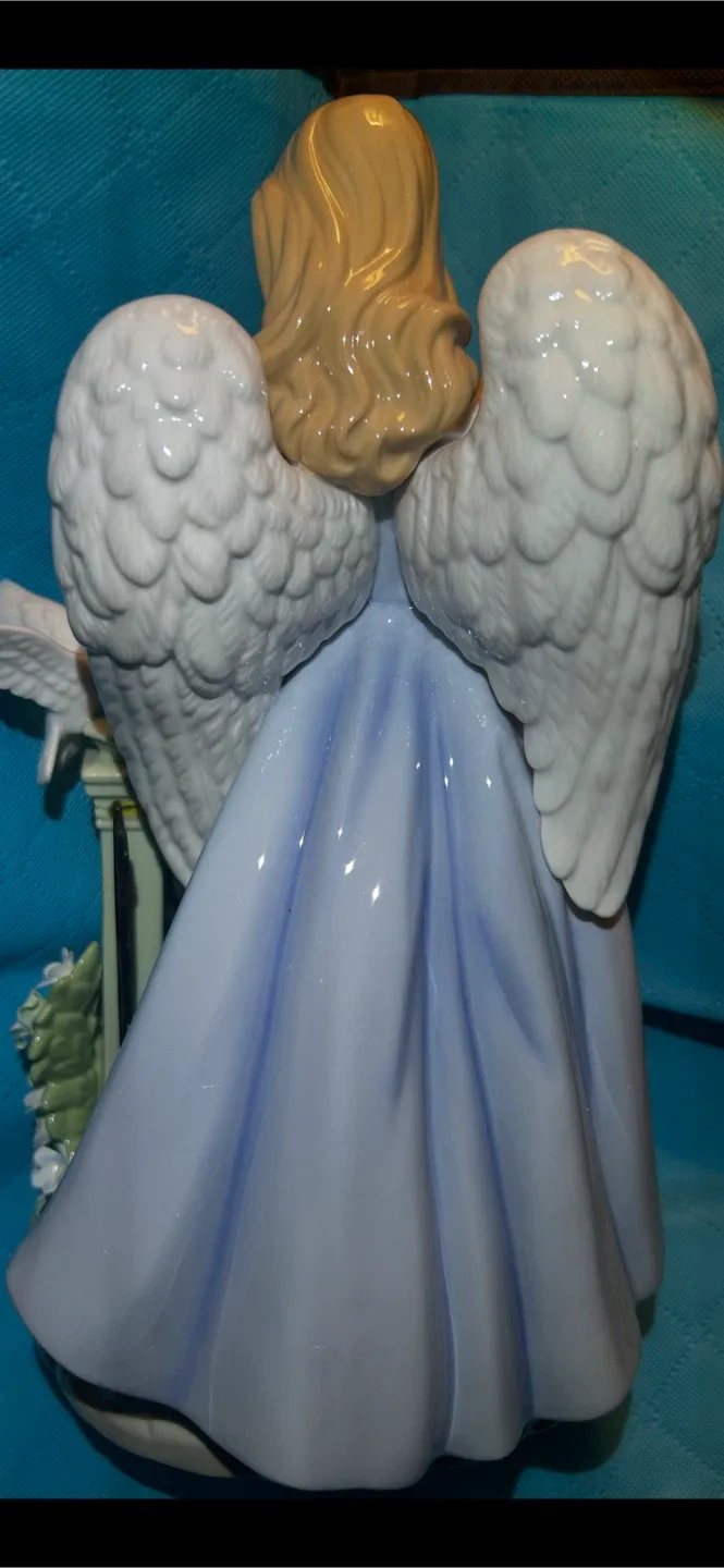 Vintage Angel Figurine with Dove and Flowers image indicator(3)