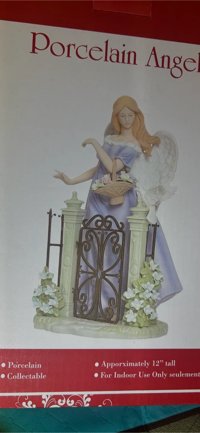 Vintage Angel Figurine with Dove and Flowers image indicator(6)