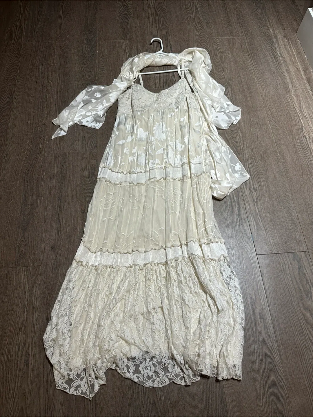 Cream Maxi Dress with Scarf image indicator(2)