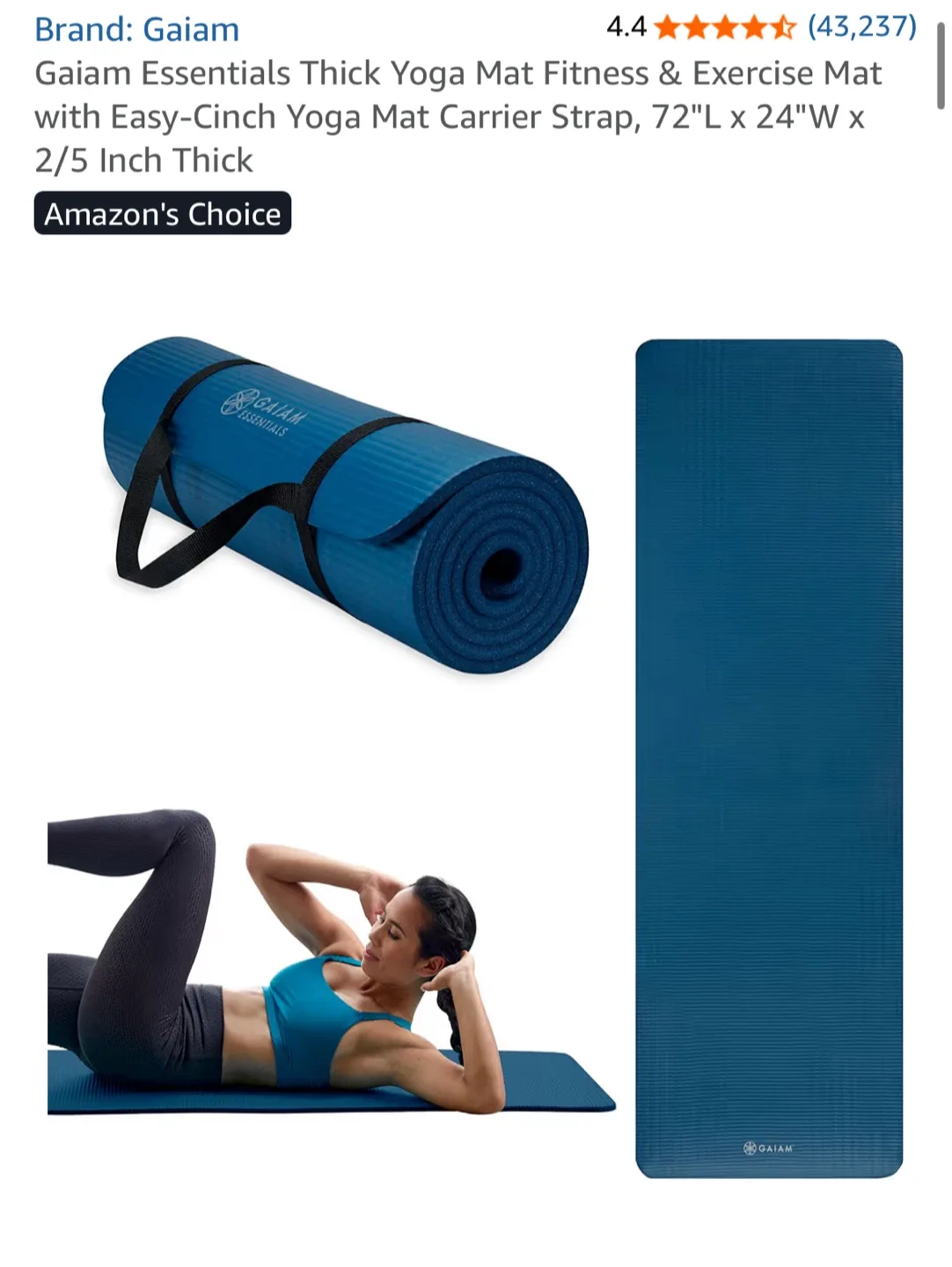 Gaiam Essentials Thick Yoga Mat - Blue