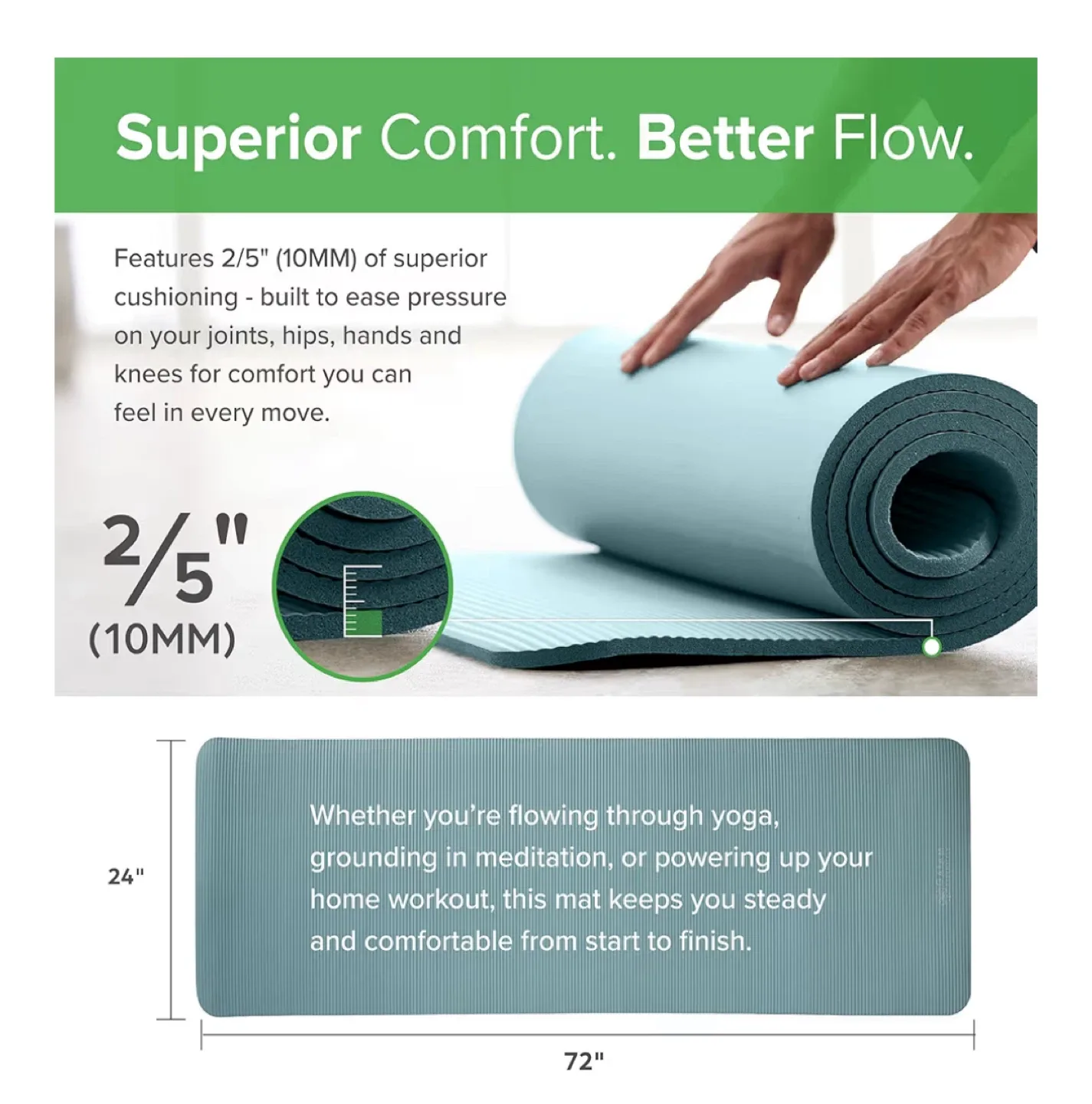 Gaiam Essentials Thick Yoga Mat - Blue image indicator(2)