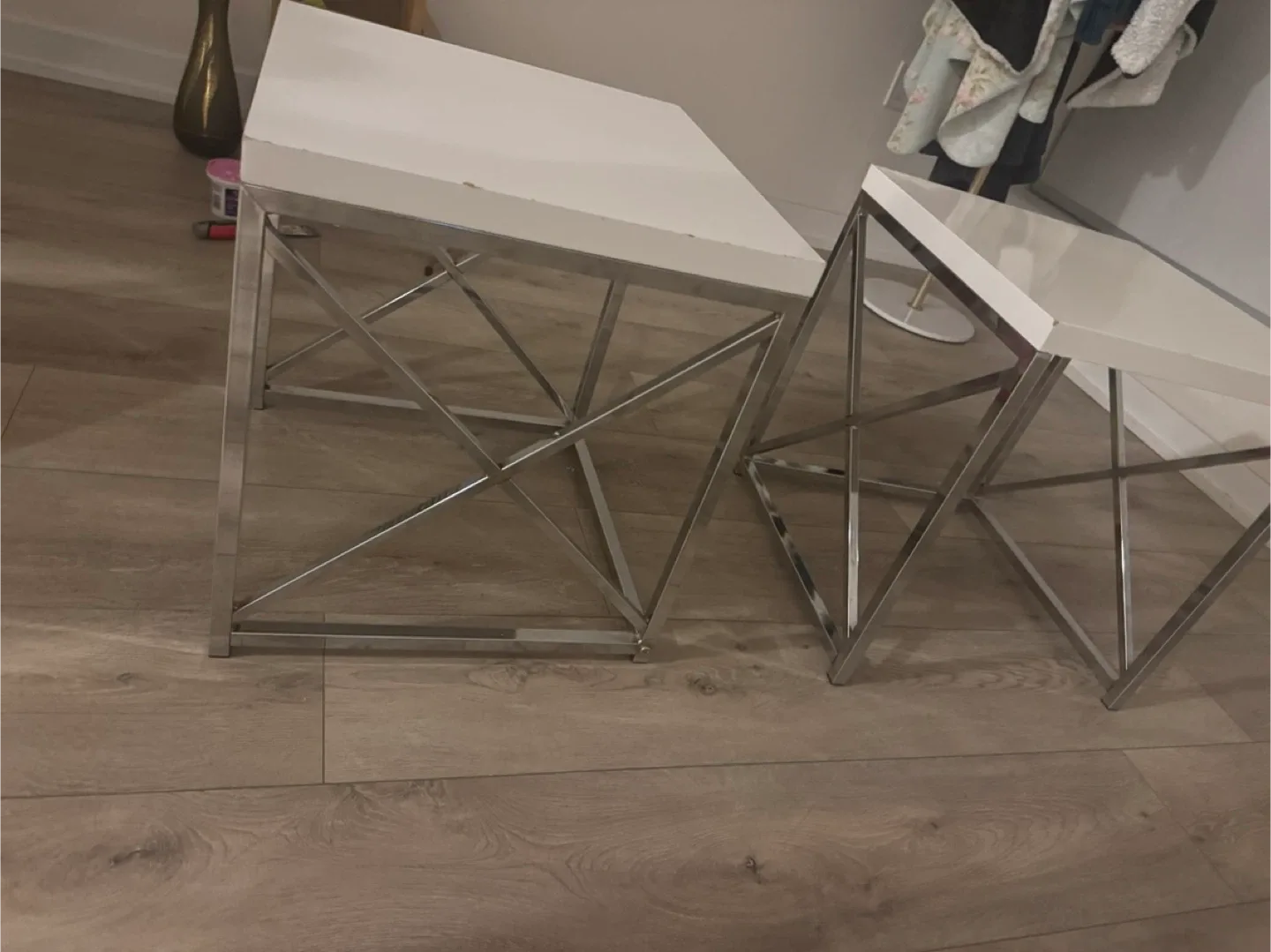 White & Chrome Side Tables (Set of 2) image indicator(2)