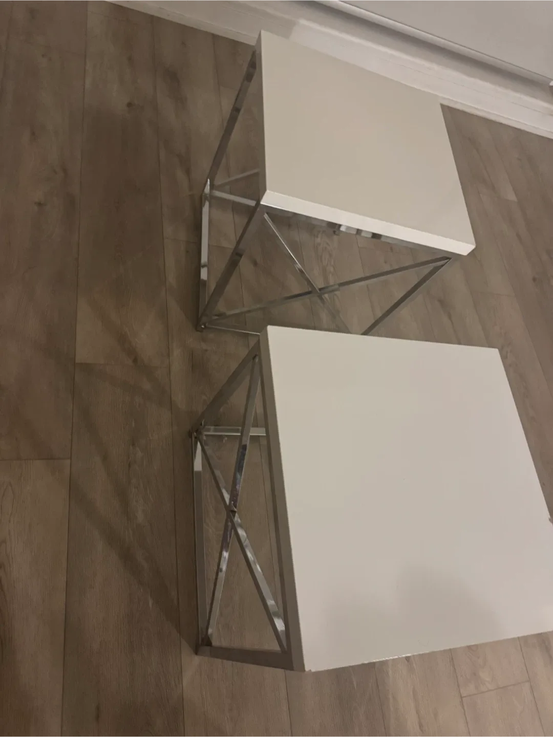 White & Chrome Side Tables (Set of 2) image indicator(3)