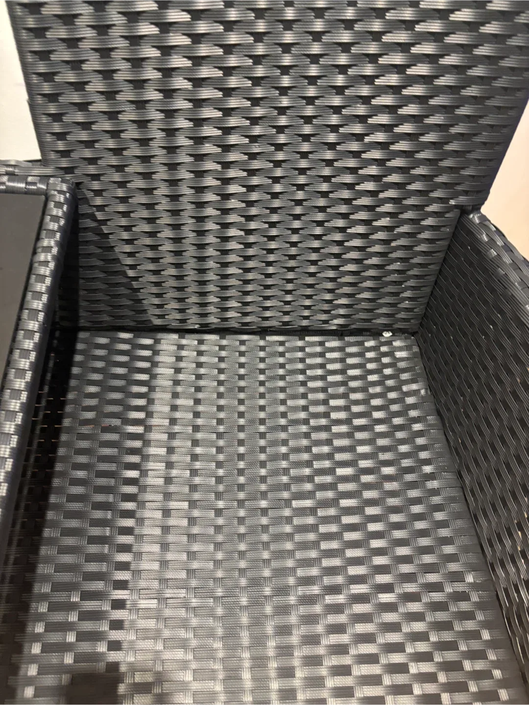 Outdoor Wicker Loveseat with Glass Table-As is image indicator(5)