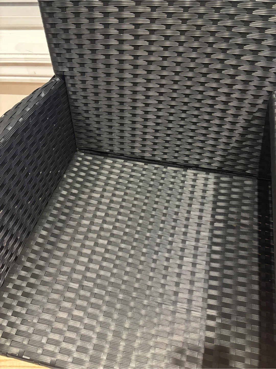 Outdoor Wicker Loveseat with Glass Table-As is image indicator(6)