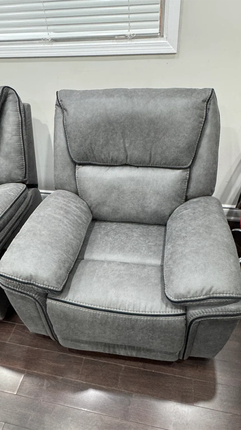 Moving sale - 3 piece-Grey Reclining Loveseat with Console image indicator(3)