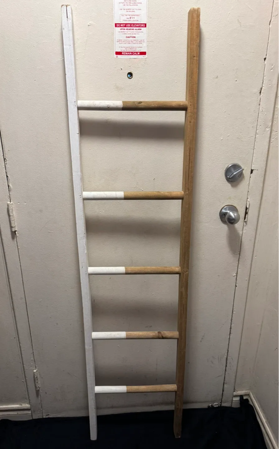 Decorative Ladder - White & Wood Tone image indicator(2)