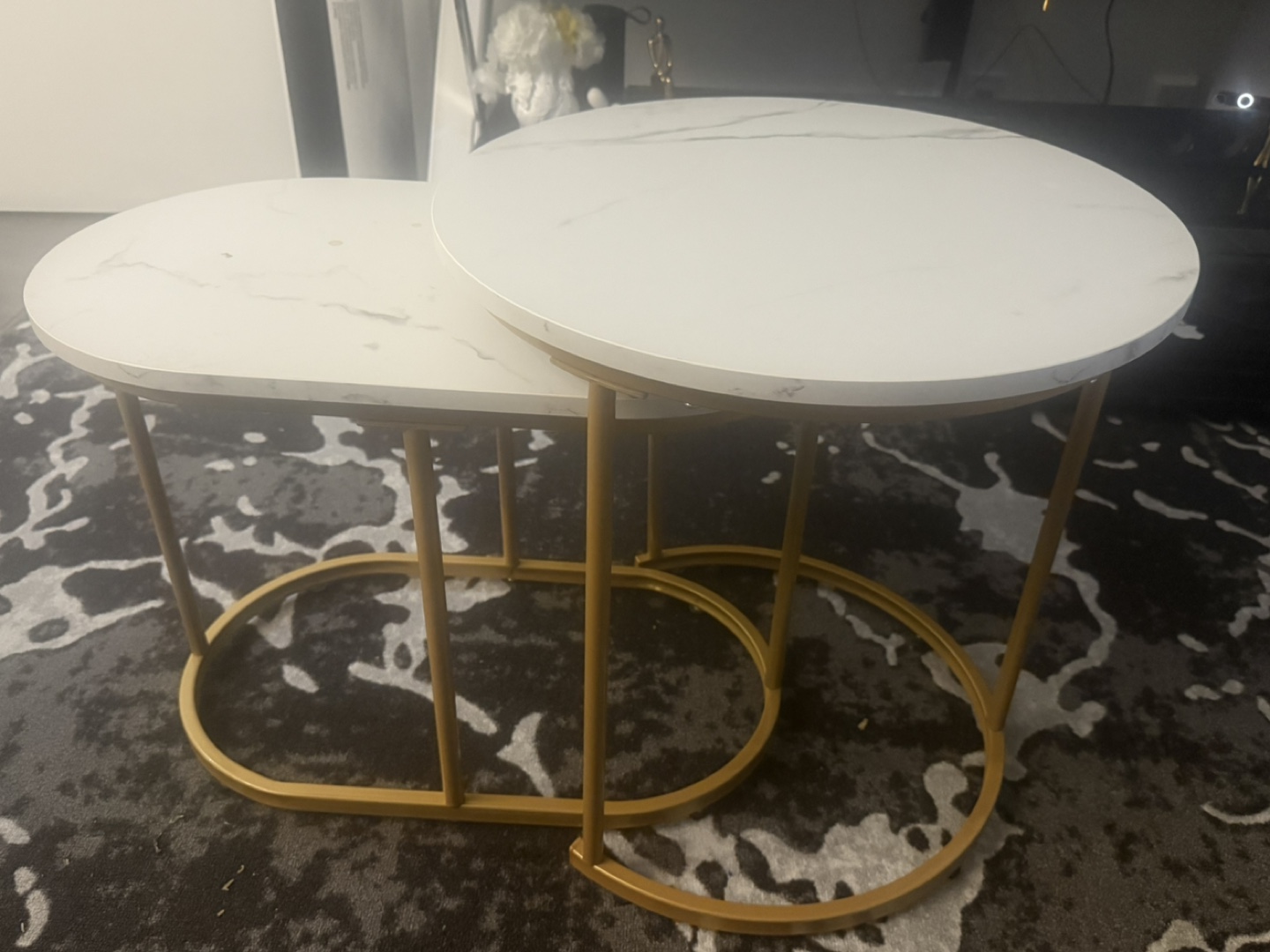 Nesting Coffee Tables - White Marble & Gold - photo 2