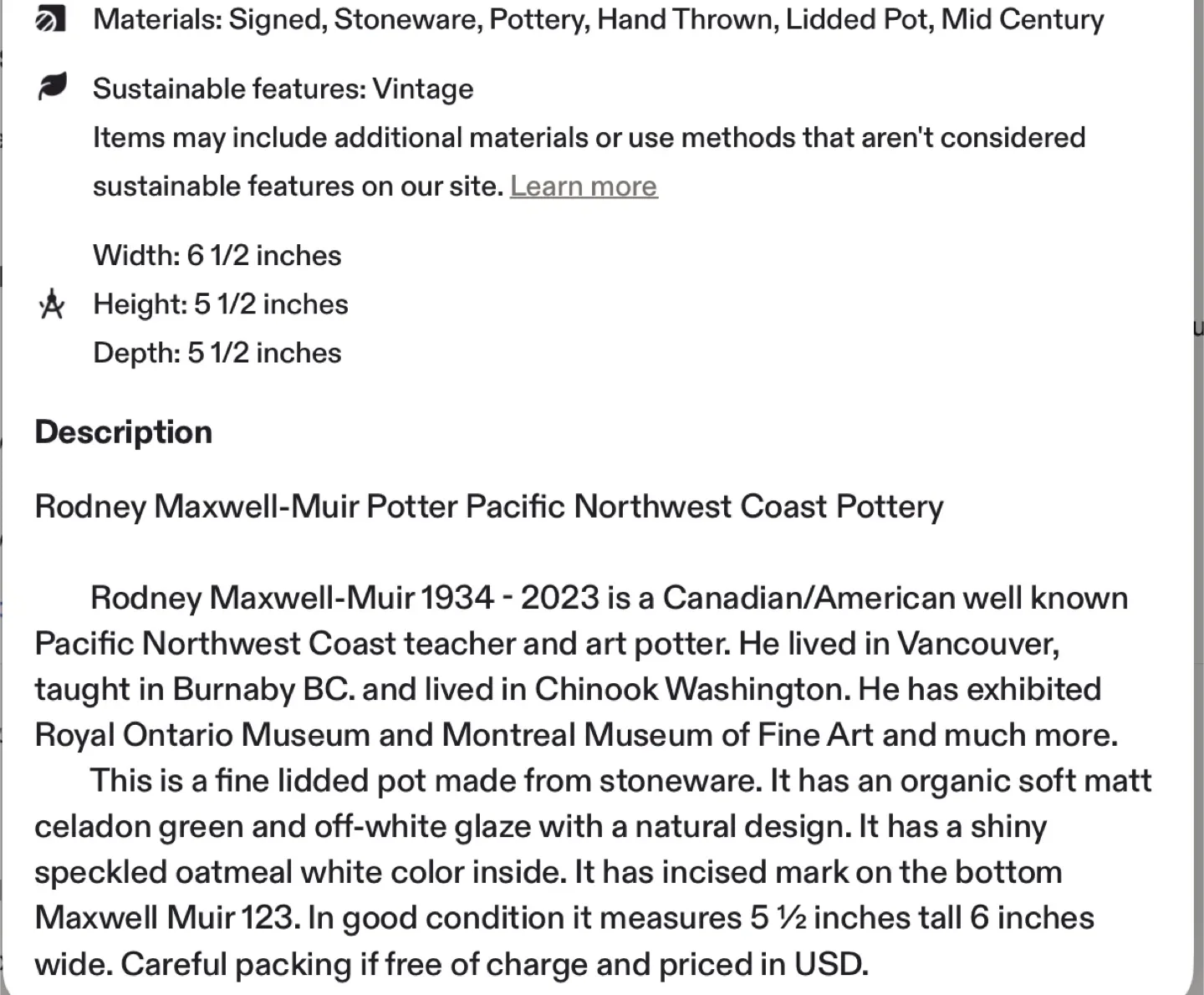 Rodney Maxwell-Muir Pottery Lidded Pot image indicator(5)